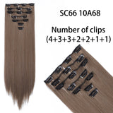 AZQUEEN Long Straight Synthetic Hair 16 Clips 140G Extensions Clips in High Temperature Fiber Black Brown Hairpiece