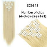 AZQUEEN Long Straight Synthetic Hair 16 Clips 140G Extensions Clips in High Temperature Fiber Black Brown Hairpiece