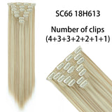AZQUEEN Long Straight Synthetic Hair 16 Clips 140G Extensions Clips in High Temperature Fiber Black Brown Hairpiece
