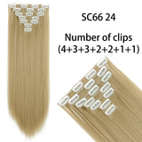 AZQUEEN Long Straight Synthetic Hair 16 Clips 140G Extensions Clips in High Temperature Fiber Black Brown Hairpiece