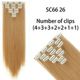 AZQUEEN Long Straight Synthetic Hair 16 Clips 140G Extensions Clips in High Temperature Fiber Black Brown Hairpiece