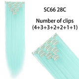 AZQUEEN Long Straight Synthetic Hair 16 Clips 140G Extensions Clips in High Temperature Fiber Black Brown Hairpiece
