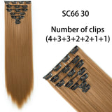 AZQUEEN Long Straight Synthetic Hair 16 Clips 140G Extensions Clips in High Temperature Fiber Black Brown Hairpiece