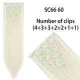 AZQUEEN Long Straight Synthetic Hair 16 Clips 140G Extensions Clips in High Temperature Fiber Black Brown Hairpiece