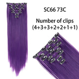 AZQUEEN Long Straight Synthetic Hair 16 Clips 140G Extensions Clips in High Temperature Fiber Black Brown Hairpiece