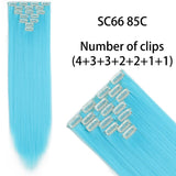 AZQUEEN Long Straight Synthetic Hair 16 Clips 140G Extensions Clips in High Temperature Fiber Black Brown Hairpiece