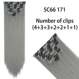 AZQUEEN Long Straight Synthetic Hair 16 Clips 140G Extensions Clips in High Temperature Fiber Black Brown Hairpiece
