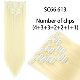 AZQUEEN Long Straight Synthetic Hair 16 Clips 140G Extensions Clips in High Temperature Fiber Black Brown Hairpiece