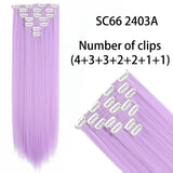 AZQUEEN Long Straight Synthetic Hair 16 Clips 140G Extensions Clips in High Temperature Fiber Black Brown Hairpiece