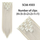 AZQUEEN Long Straight Synthetic Hair 16 Clips 140G Extensions Clips in High Temperature Fiber Black Brown Hairpiece
