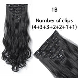 AZQUEEN Long Straight Synthetic Hair 16 Clips 140G Extensions Clips in High Temperature Fiber Black Brown Hairpiece