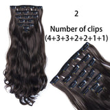 AZQUEEN Long Straight Synthetic Hair 16 Clips 140G Extensions Clips in High Temperature Fiber Black Brown Hairpiece