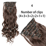 AZQUEEN Long Straight Synthetic Hair 16 Clips 140G Extensions Clips in High Temperature Fiber Black Brown Hairpiece