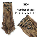 AZQUEEN Long Straight Synthetic Hair 16 Clips 140G Extensions Clips in High Temperature Fiber Black Brown Hairpiece