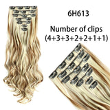 AZQUEEN Long Straight Synthetic Hair 16 Clips 140G Extensions Clips in High Temperature Fiber Black Brown Hairpiece