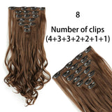 AZQUEEN Long Straight Synthetic Hair 16 Clips 140G Extensions Clips in High Temperature Fiber Black Brown Hairpiece