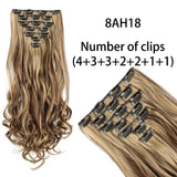 AZQUEEN Long Straight Synthetic Hair 16 Clips 140G Extensions Clips in High Temperature Fiber Black Brown Hairpiece