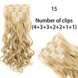 AZQUEEN Long Straight Synthetic Hair 16 Clips 140G Extensions Clips in High Temperature Fiber Black Brown Hairpiece