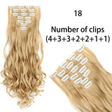 AZQUEEN Long Straight Synthetic Hair 16 Clips 140G Extensions Clips in High Temperature Fiber Black Brown Hairpiece