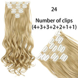 AZQUEEN Long Straight Synthetic Hair 16 Clips 140G Extensions Clips in High Temperature Fiber Black Brown Hairpiece