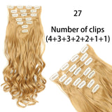 AZQUEEN Long Straight Synthetic Hair 16 Clips 140G Extensions Clips in High Temperature Fiber Black Brown Hairpiece