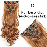 AZQUEEN Long Straight Synthetic Hair 16 Clips 140G Extensions Clips in High Temperature Fiber Black Brown Hairpiece