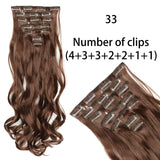 AZQUEEN Long Straight Synthetic Hair 16 Clips 140G Extensions Clips in High Temperature Fiber Black Brown Hairpiece