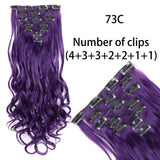 AZQUEEN Long Straight Synthetic Hair 16 Clips 140G Extensions Clips in High Temperature Fiber Black Brown Hairpiece