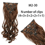 AZQUEEN Long Straight Synthetic Hair 16 Clips 140G Extensions Clips in High Temperature Fiber Black Brown Hairpiece