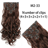 AZQUEEN Long Straight Synthetic Hair 16 Clips 140G Extensions Clips in High Temperature Fiber Black Brown Hairpiece