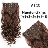 AZQUEEN Long Straight Synthetic Hair 16 Clips 140G Extensions Clips in High Temperature Fiber Black Brown Hairpiece