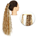 AZQUEEN Synthetic Corn Wavy Long Ponytail  Hairpiece Wrap on Clip Hair Extensions Ombre Brown Pony Tail Blonde Fack Hair