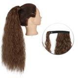 AZQUEEN Synthetic Corn Wavy Long Ponytail  Hairpiece Wrap on Clip Hair Extensions Ombre Brown Pony Tail Blonde Fack Hair