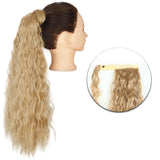 AZQUEEN Synthetic Corn Wavy Long Ponytail  Hairpiece Wrap on Clip Hair Extensions Ombre Brown Pony Tail Blonde Fack Hair
