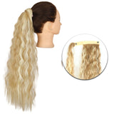 AZQUEEN Synthetic Corn Wavy Long Ponytail  Hairpiece Wrap on Clip Hair Extensions Ombre Brown Pony Tail Blonde Fack Hair