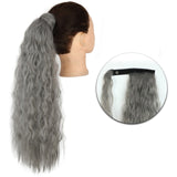 AZQUEEN Synthetic Corn Wavy Long Ponytail  Hairpiece Wrap on Clip Hair Extensions Ombre Brown Pony Tail Blonde Fack Hair