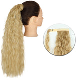 AZQUEEN Synthetic Corn Wavy Long Ponytail  Hairpiece Wrap on Clip Hair Extensions Ombre Brown Pony Tail Blonde Fack Hair