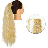 AZQUEEN Synthetic Corn Wavy Long Ponytail  Hairpiece Wrap on Clip Hair Extensions Ombre Brown Pony Tail Blonde Fack Hair