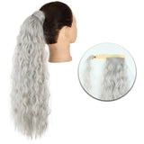 AZQUEEN Synthetic Corn Wavy Long Ponytail  Hairpiece Wrap on Clip Hair Extensions Ombre Brown Pony Tail Blonde Fack Hair