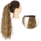 AZQUEEN Synthetic Corn Wavy Long Ponytail  Hairpiece Wrap on Clip Hair Extensions Ombre Brown Pony Tail Blonde Fack Hair