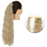 AZQUEEN Synthetic Corn Wavy Long Ponytail  Hairpiece Wrap on Clip Hair Extensions Ombre Brown Pony Tail Blonde Fack Hair