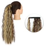 AZQUEEN Synthetic Corn Wavy Long Ponytail  Hairpiece Wrap on Clip Hair Extensions Ombre Brown Pony Tail Blonde Fack Hair