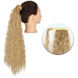 AZQUEEN Synthetic Corn Wavy Long Ponytail  Hairpiece Wrap on Clip Hair Extensions Ombre Brown Pony Tail Blonde Fack Hair