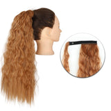 AZQUEEN Synthetic Corn Wavy Long Ponytail  Hairpiece Wrap on Clip Hair Extensions Ombre Brown Pony Tail Blonde Fack Hair