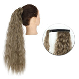 AZQUEEN Synthetic Corn Wavy Long Ponytail  Hairpiece Wrap on Clip Hair Extensions Ombre Brown Pony Tail Blonde Fack Hair
