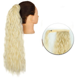 AZQUEEN Synthetic Corn Wavy Long Ponytail  Hairpiece Wrap on Clip Hair Extensions Ombre Brown Pony Tail Blonde Fack Hair