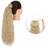 AZQUEEN Synthetic Corn Wavy Long Ponytail  Hairpiece Wrap on Clip Hair Extensions Ombre Brown Pony Tail Blonde Fack Hair