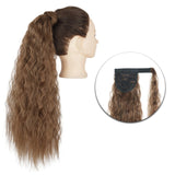 AZQUEEN Synthetic Corn Wavy Long Ponytail  Hairpiece Wrap on Clip Hair Extensions Ombre Brown Pony Tail Blonde Fack Hair