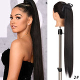 SHANGKE Women's Ponytail Long Wavy Hair Extension Clip In  Pony Tail Wrap Around Black Blonde Synthetic Heat Resistant Fiber