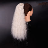 Long Curly Ponytail Wrap Around Ponytail Clip in Hair Extensions Natural Hairpiece Headwear Synthetic Hair Brown Gray